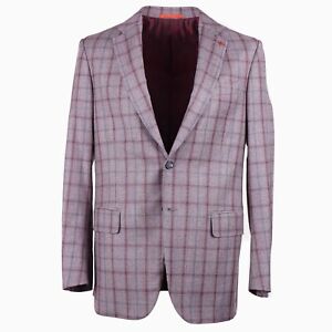 Isaia Regular-Fit Burgundy-Purple Check Soft Brushed Wool Suit 40R (Eu 50) NWT
