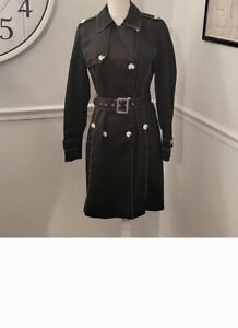 London Fog Womens Trench Coat Black Size Small