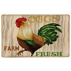 Farm Fresh Eggs Rooster Printed Skid-Resistant Kitchen Rug Mat, Beige, 18x30 Inc