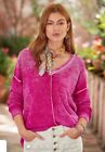 Sundance Catalog Womens XS Long Sleeve V-Neck CeCe Sweater Pink