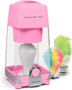 NOSTALGIA ELECTRIC SHAVED ICE SNOW CONE MAKER RED AQUA PINK WHITE TABLE TOP