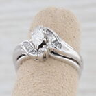 0.35ctw Diamond Engagement Ring Wedding Band Guard Bridal Set 14k Gold Size 5.25