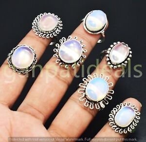 500pcs Opalite Gemstone Rings Wholesale Lots 925 Silver Plated Jewelry