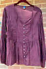 OLD NAVY BURGUNDY BABYDOLL PEASANT TOP SIZE LARGE WORN ONCE