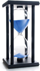 Hourglass 60 Minutes Blue Sand Timer, Black Wooden Frame Sand Clock