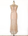 Rare 1930s 30s Sraeel & Jabaly Couture Sheer Lace Rhinestone Bias Cut Dress Gown