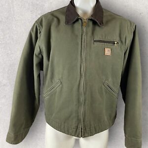 Carhartt Jacket Mens 2XL Blanket Flannel Lined Detroit J97 ARG Green Workwear R4
