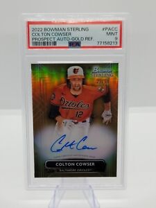 Colton Cowser 2022 Bowman Sterling Pros Gold Refractor On-Card Auto /50 PSA 9!