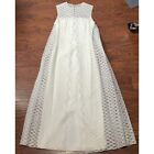 Vintage 60's 70's Ivory Bone White with Silver Lace Gown Classic Wedding Lace To