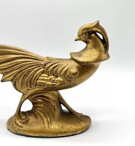 Vintage 12” Gold Pheasant Bird Statue Decor Piece