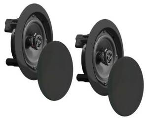 Pyle PDIC81RDBK 250W 8 Inch Flush In-Wall In-Ceiling Black Speakers Pair (Used)