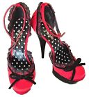 PLEASER ~ Women's Size 8 ~ Red Satin Black Lace ~ 5.75