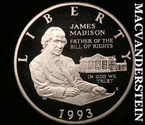 1993-S James Madison Commemorative Silver Half Dollar - Gem Proof Lustrous #V763