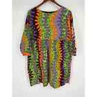 Yevu Smock Dress Sz S Multicolor Print Ghana West Africa Oversized 3/4 Sleeve