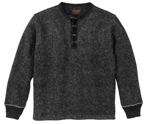 Filson Keyport Wool Henley 20263578 Charcoal Heather Gray Black Sweater Shirt CC
