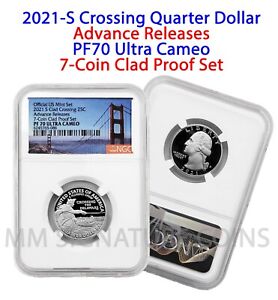 2021-S NGC PF70 Ultra Cameo Advance Releases Crossing Qtr from 7-Coin Clad Set