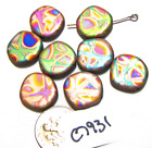 Czech Glass Coin Beads  MATTE SLIPERIT MIX 12mm Lot of 4 C7931