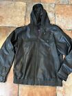 AKOO Street Wear 4xl 56” Chest Black Leather Bomber Jacket Hooded