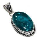 Blue Baltic Amber Handmade Gift 925 Sterling Silver Jewelry Pendant 1.97