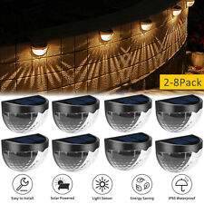 2-8 Pack Outdoor Solar LED Deck Light Garden Patio Pathway Stair Step Fence Lamp