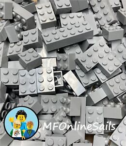 50 Light Bluish Gray Genuine LEGO Bricks 2x2 2x3 2x4 2x6 - Random Bulk Lot