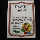 1967 1968 Kooky Awards Topps OPC O-Pee-Chee card Shield Canada #14 Financial