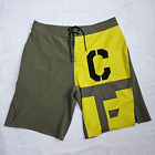 Mens Reebok Crossfit Army Green Active Wear Shorts Size 34 Gym Training Athletic