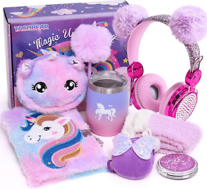 Unicorn Gifts Girls Toy Age 5 6 7 8-12 with 3.5Mm Wired Headphones Locked Diary