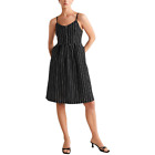 MANGO Womens Black Striped Sleeveless A-Line Dress with Pockets Size XS NEW