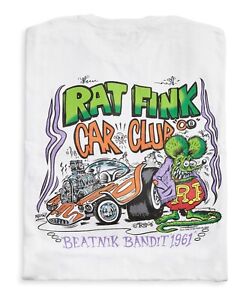 Men's Ed Big Daddy Roth Rat Fink Beatnik Car Club White Cotton T-Shirt M-3XL