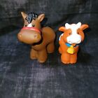 Vintage 1997 Fisher Price Little People Cow Horse Farm Animals Farmer Lot of 2