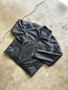 Whispering Smith London Men’s Leather Retro Moto Jacket Quilted Harley Large