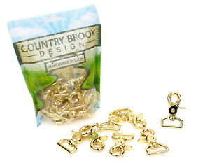 10 - Country Brook Design® 1 Inch Brass Plated Trigger Swivel Snap Hooks