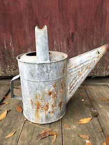 Rustic Galvanized Metal Watering Can for Decor