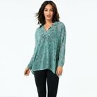 Cabi Chase Field of Flowers Relaxed Fit Handkerchief Hem Long Sleeve Top S #3761