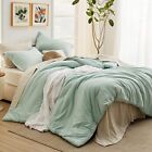 Bedsure Full Size Comforter Set Sage Green, 7 Pieces Soft Bedding Sets with Comf