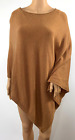 Wool Cashmere Blend Poncho Shawl Made in Italy Brown Pullover Sweater H60