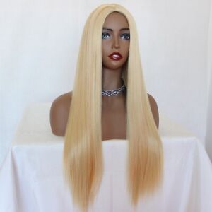Long Straight Blonde Highlights Wig Synthetic Wigs Women Natural As Human Hair