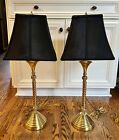 Vintage Pair of Brass Twisted Candlestick Lamp (Shades & Halo Not Included)