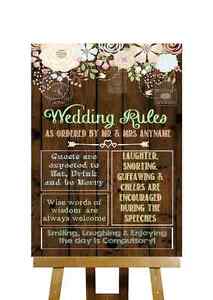 Rustic Wood Effect Wedding Rules Personalised Wedding Sign