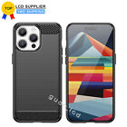 For iPhone 15 Pro Max Case Slim Carbon Fiber Shockproof Heavy Duty Soft Cove