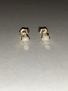 Solid 14k Gold Real Genuine 4.4mm To 4.7mm Diamond Earrings Not Scrap