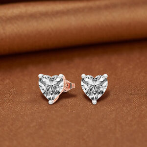 IGI Certified Lab Created Diamond Earrings 14K or 18K Gold Heart Stud Earrings