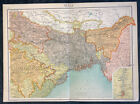 1890 John Bartholomew Large Antique Map North East India, Bangladesh, Bengal