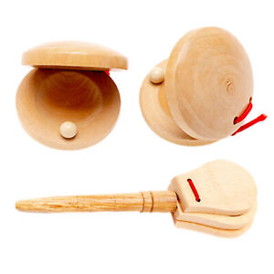 Wooden Castanet Percussion Instrument Hand Finger Castanets Party Favors Toys