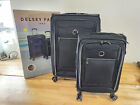 2 PIECE BLACK Delsey Paris Soft Sided Spinner Carryon Checked Bag Luggage 30
