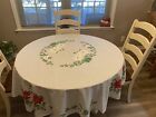 Vtg 1950s Oval and Round Christmas Holly Tablecloths 70” Diameter