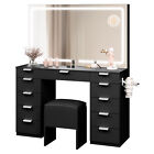 Large Makeup Vanity Table Set with LED Lighted Mirror &11 Drawers Dressing Table