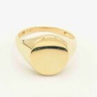Oval Shiny Signet Ring Real Solid 10K Yellow Gold All Sizes