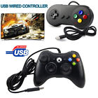 For Windows PC Games Xbox 360 & SNES Wired USB Controller Gamepad Joystick Black